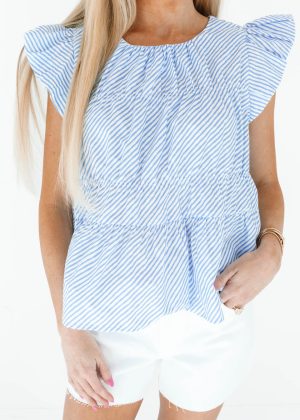 Pier Party Top - Blue Stripe