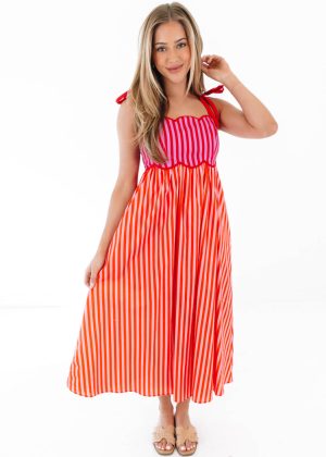 She’s A Bright Babe Midi Dress - Red